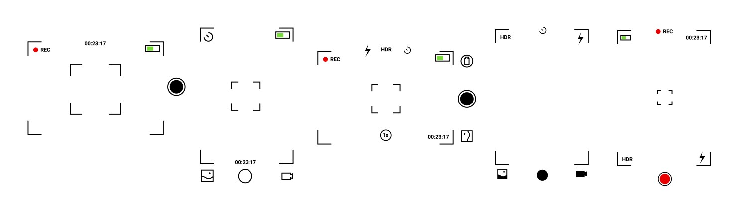Digital camera app interface with settings vector image