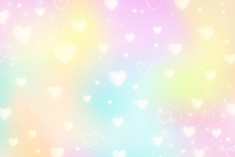 pastel hearts background rainbow unicorn vector