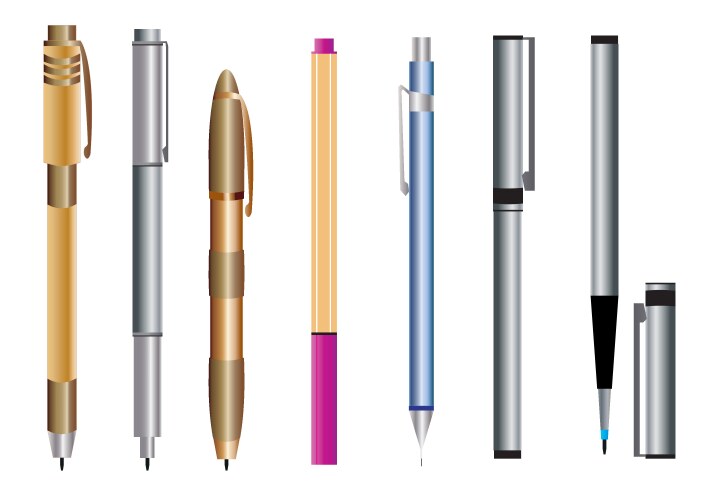 Business pen icon set Royalty Free Vector Image