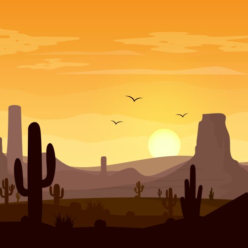 Desert landscape background with cactuses Vector Image