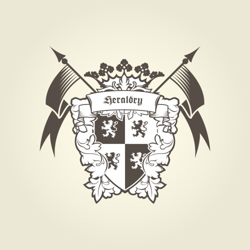 Royal Heraldic Shield Emblem Vector Image