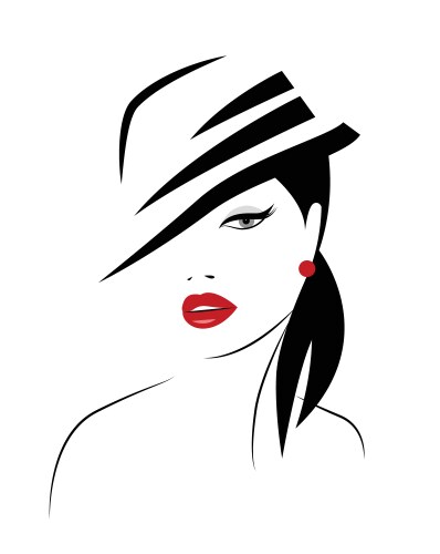 beautiful fashion woman in hat vector