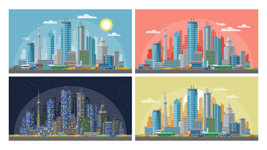 City background horizontal banner Royalty Free Vector Image