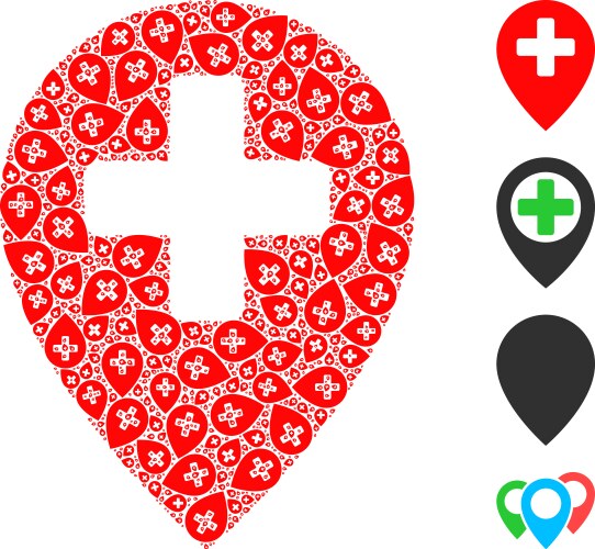 Clinic map pointer icon recursion mosaic vector image