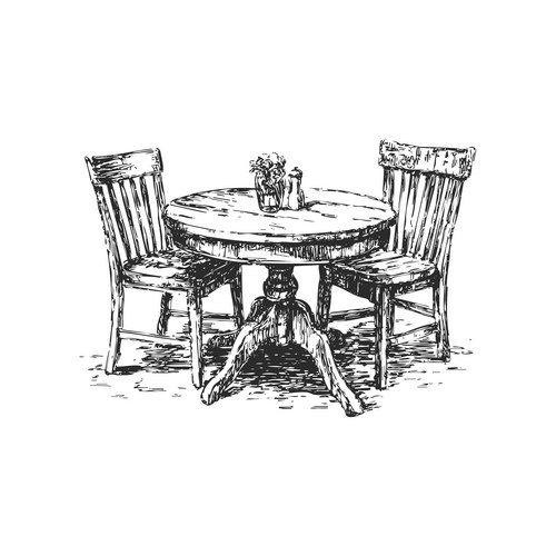 Cozy Wooden Table Sketch Vector Image