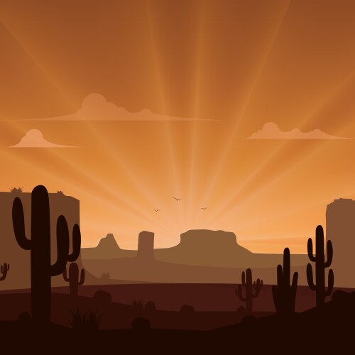 Desert landscape background with cactuses Vector Image