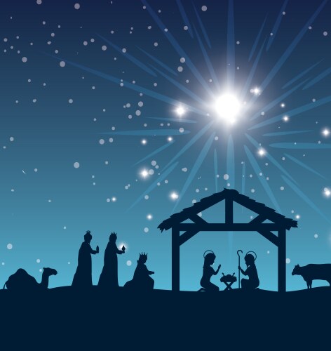 Nativity Scene Silhouette Christmas Vector Image