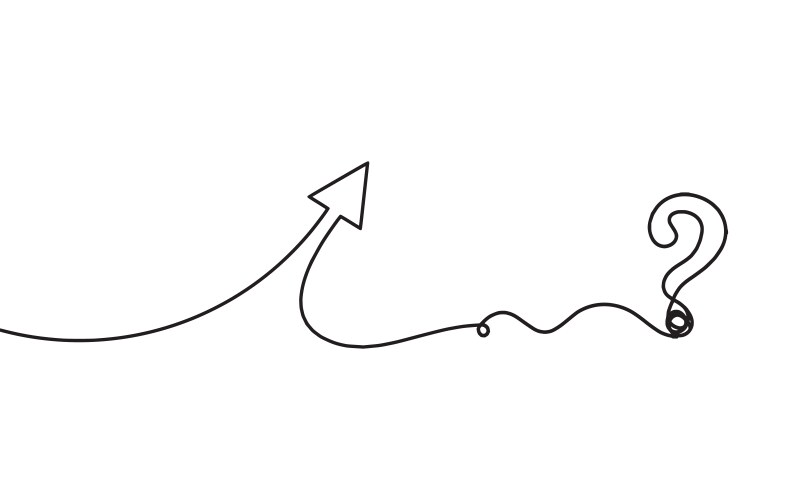 Abstract continuous lines arrows with question vector image