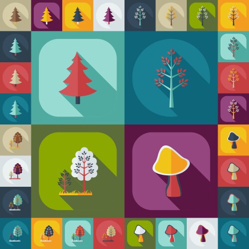 flat concept set modern design with shadow forest vector