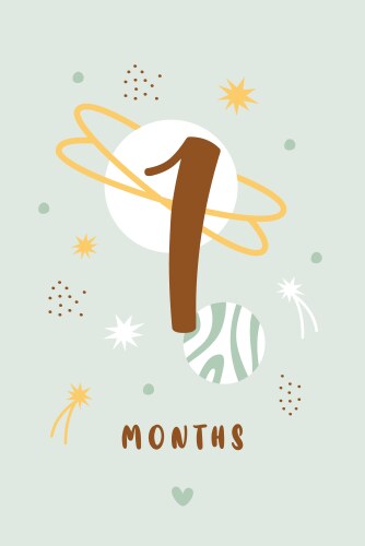 1 months baby card milestone Vector Image