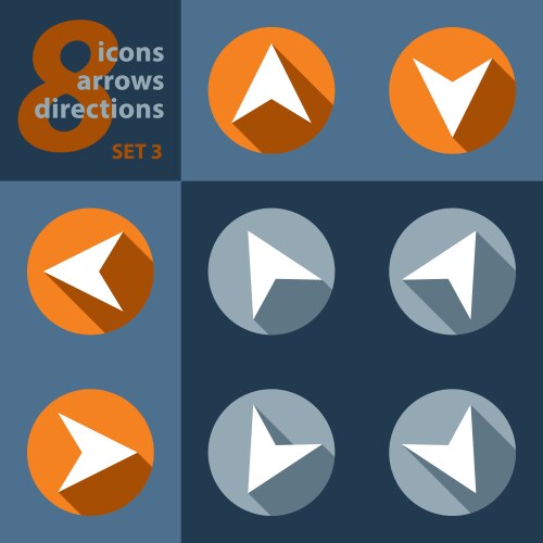 Set of eight icons with arrows in all vector image