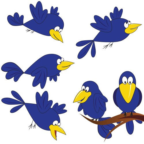 Cheerful Birds in Flight Vector Image