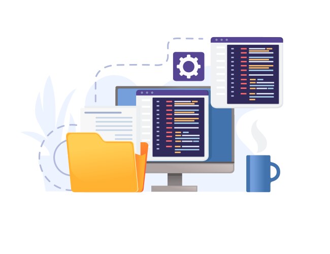 Concept for development using programming vektorbild