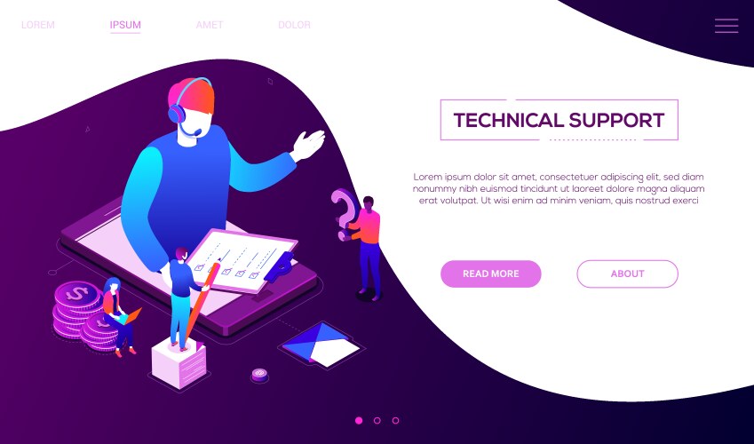 technical support - colorful isometric web vector image