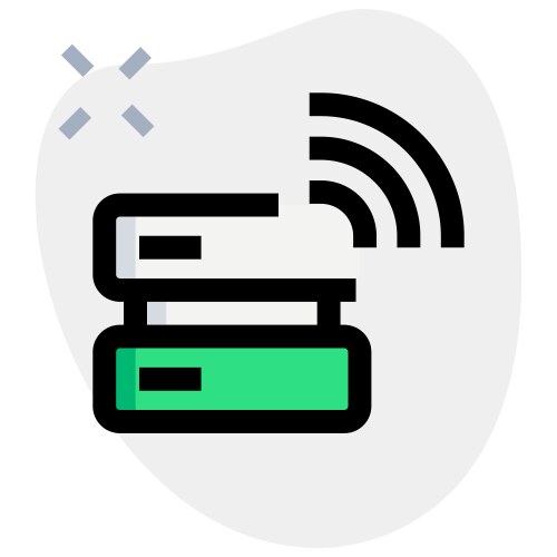 Wireless data sharing through cloud server vector image