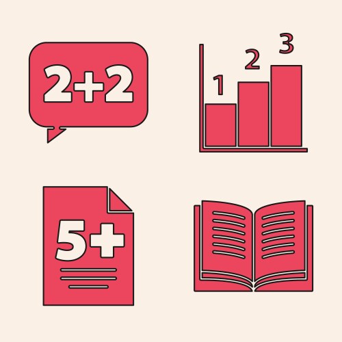 Set open book equation solution graph schedule vector image