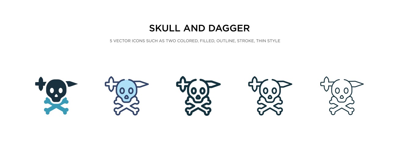 Skull and dagger icon in different style two vector image