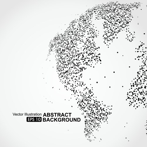 Dots three-dimensional map of the world abstract vector image
