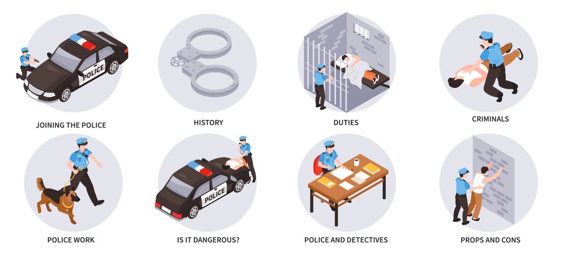 Policeman isometric Royalty Free Vector Image - VectorStock