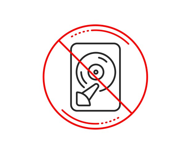 No or stop sign hdd line icon computer memory vector image