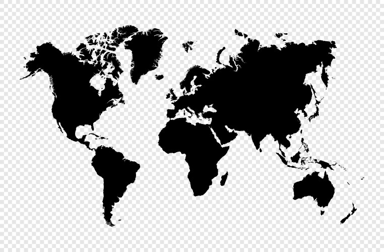 black silhouette isolated world map eps10 file vector