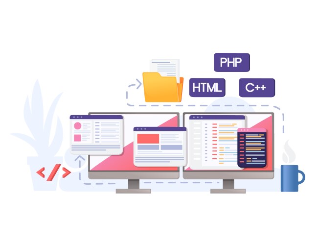 Concept for development using programming vektorbild