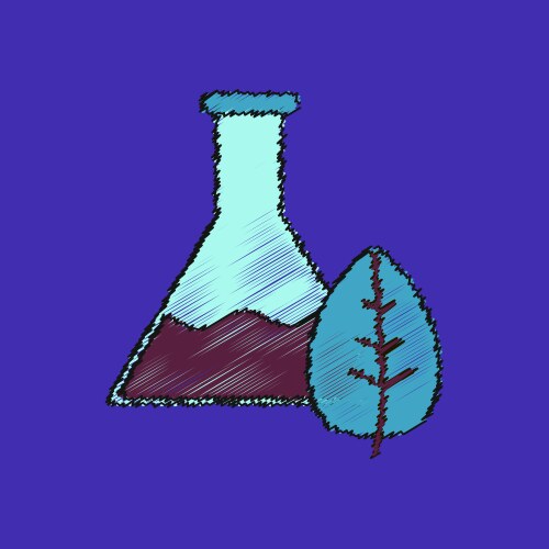 Flat shading style icon lab flask with leaf vector image