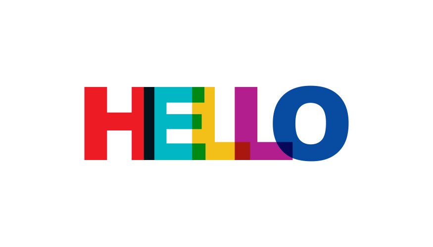 Hello phrase overlap color no transparency vector image