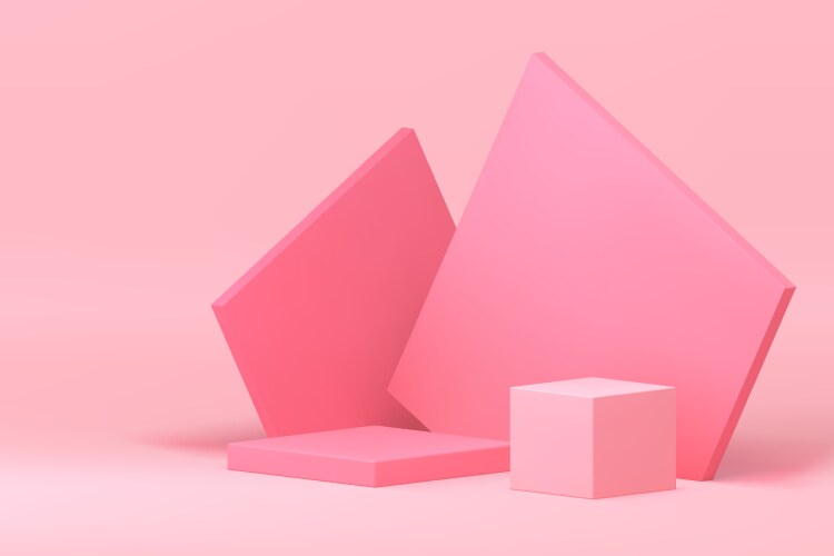 pink 3d geometric podium pedestal aesthetic mock vector