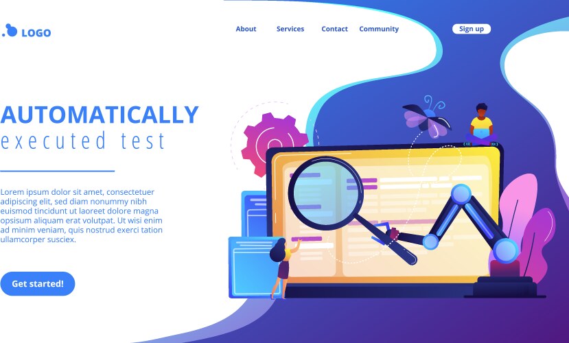 Automated testing concept landing page vector image
