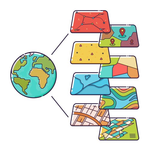 GIS Data Layers Spatial Analysis vector image