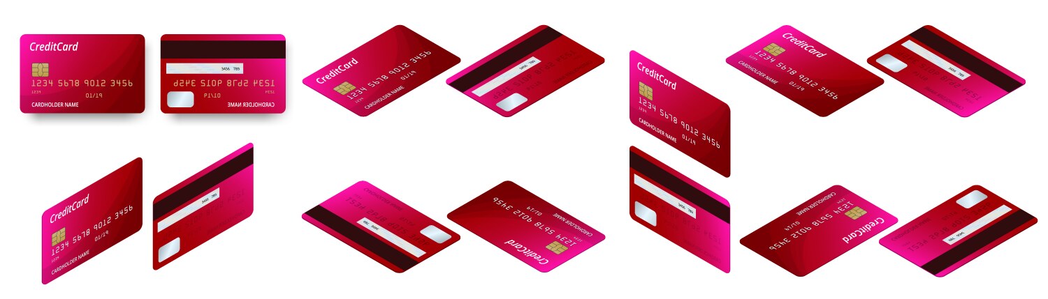 Isometric set of templates credit cards vector image