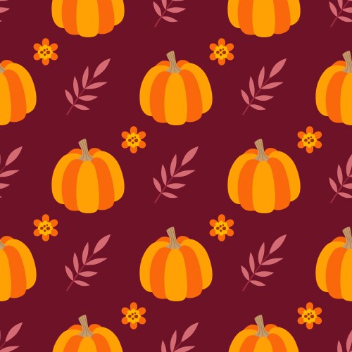 Seamless pattern with pumpkins and leaves Vector Image