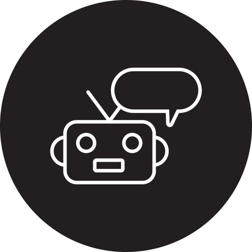 Robot with speech bubble line style vector image