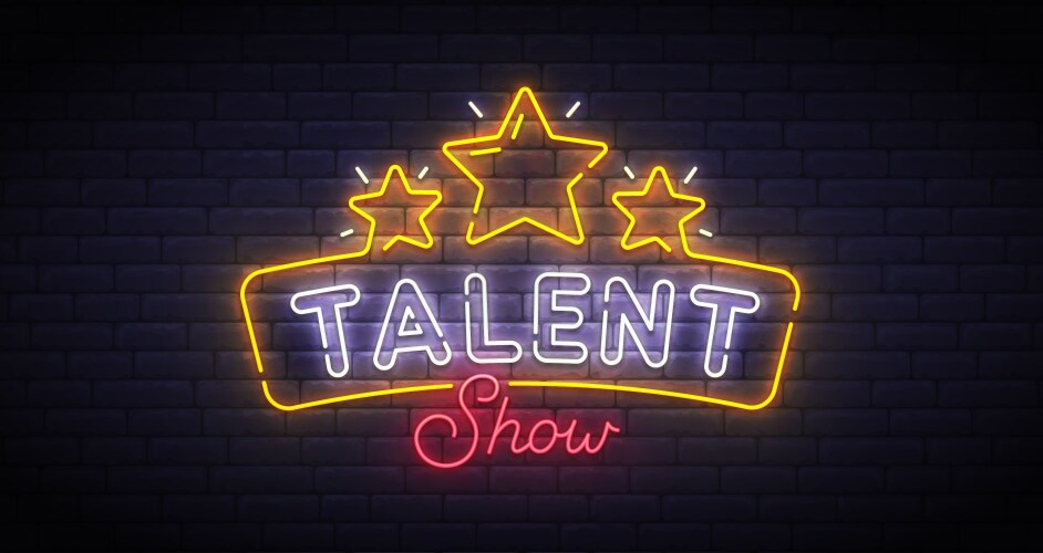 Talent show neon sign bright signboard Vector Image