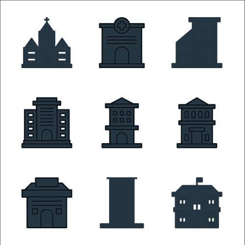 Building line icons linear set quality vector image