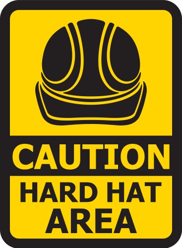 caution hard hat area sign vector image vector image