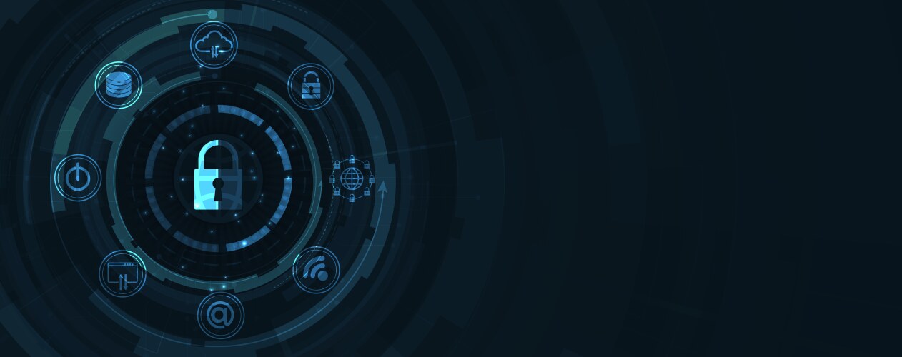 Digital lock protect data flow in global network vector image