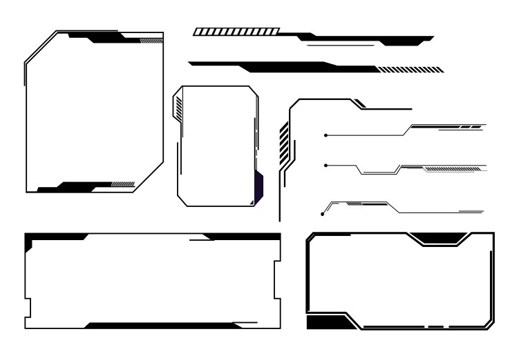 Futuristic hud frames borders text box game menu vector image