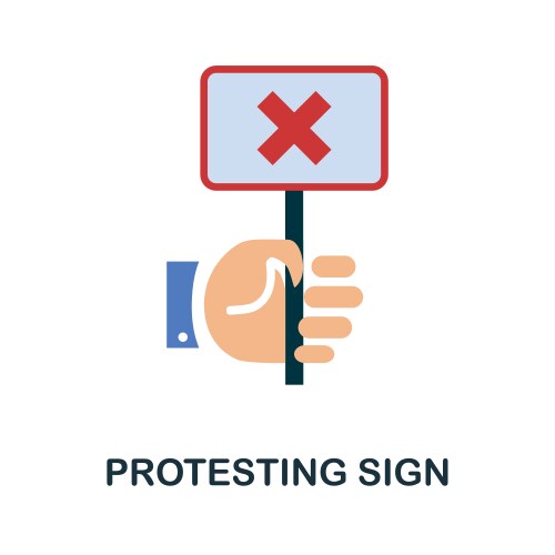Protesting sign flat icon color simple element vector image
