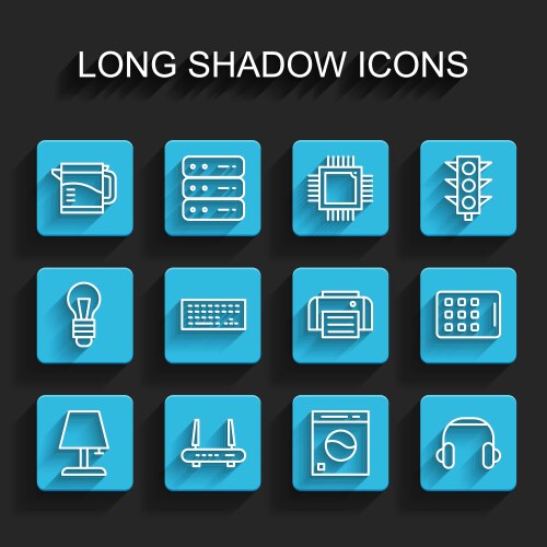 Set line table lamp router and wi-fi signal vector image