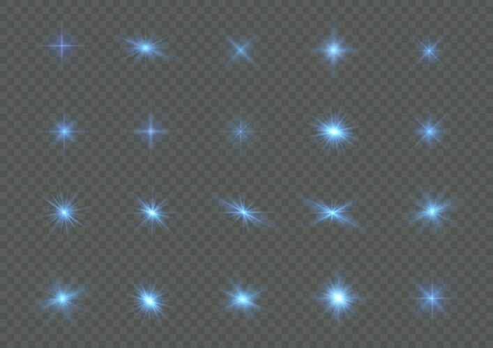 Star light blue sparkles sun rays flash sparks vector image