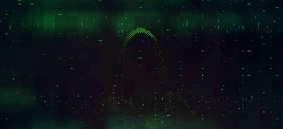 Computer hacker on abstract binary code vektorbild