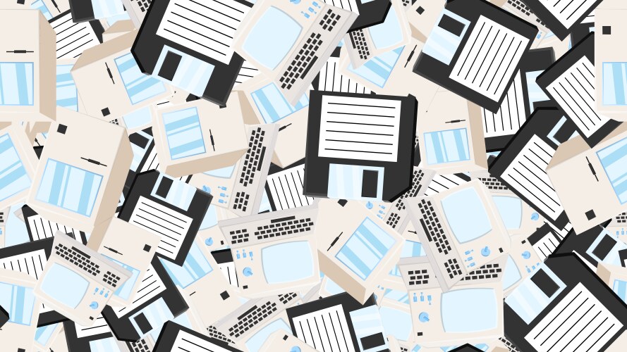 Seamless pattern endless computer with old retro vector image