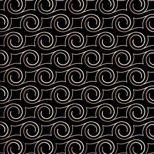 art deco pattern with swirls black and gold vector image