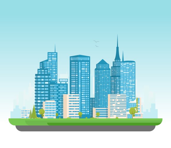 City background horizontal banner Royalty Free Vector Image