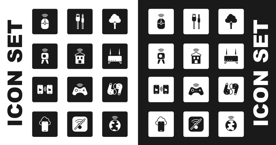 Set cloud upload smart home with wi-fi web vector image
