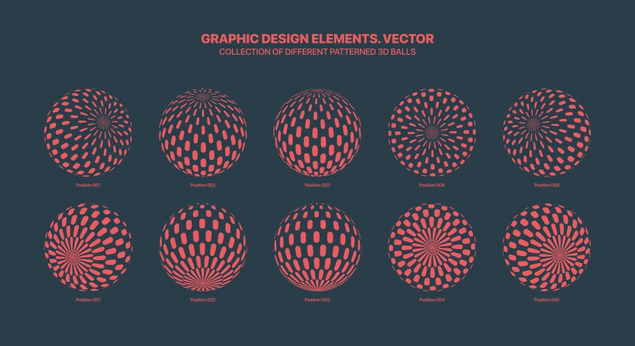 Assorted various half tone dash patterned 3d vector image