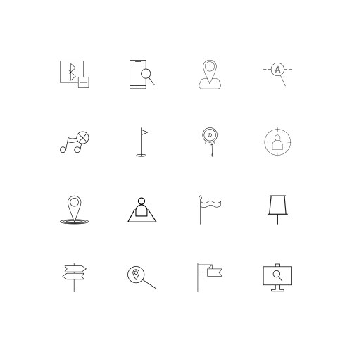 Maps and navigation simple linear icons set vector image