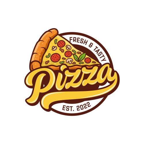 Pizzeria emblem on blackboard pizza logo Vector Image